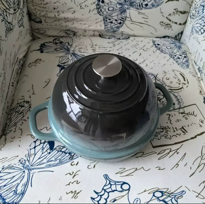 11 Inch Red Enameled Cast Iron Bread Pan with Lid Dutch Oven for Sourdough Baking - Oven Safe Kitchen Baking Dish