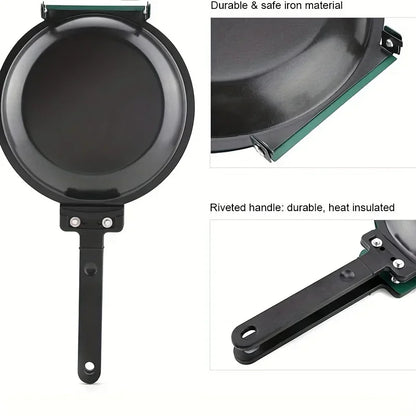 Double-Sided Non-Stick Ceramic Frying Pan Pancake Maker Foldable Kitchen Cookware for Bread Egg Breakfast