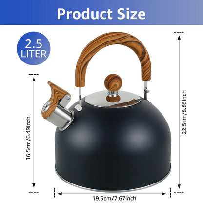 2/2.5/3L Stainless Steel Whistling Kettle Rustproof Stove Top Water Kettle with Anti-hot Handle Lightweight Stove Top Tea Pots