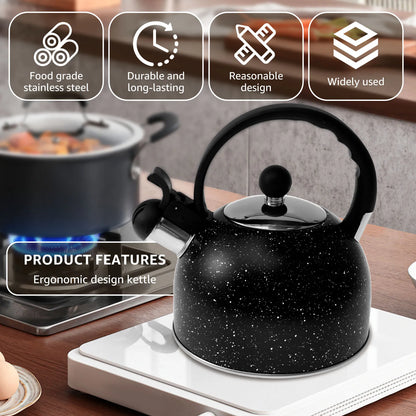 Whistling Kettle with Ergonomic Handle 2L Stove Top Kettle Stainless Steel Stove Top Tea Kettle Rapid Boiling Stove Top Tea Pots