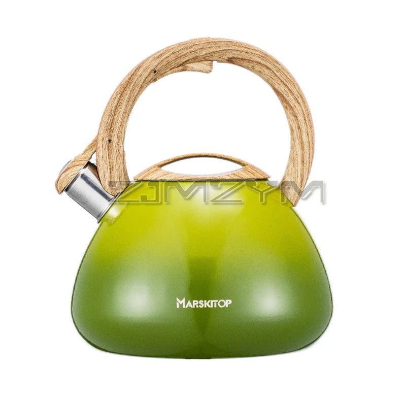 2.5L Sound Kettle Stovetop Stainless Steel Boiling Water Kettle With Loud Whistle Wooden Handle Gas Induction Cooker Tea Kettle