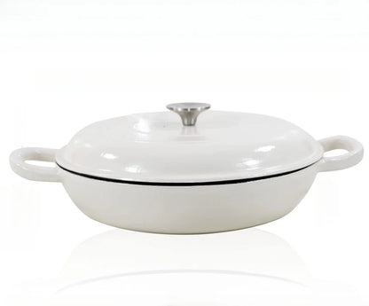 4.5L Dutch Oven Soup Pot Cast Iron Casserole Braiser  Casserole Skillet with Lid and Dual Handles Dutch Oven Baking
