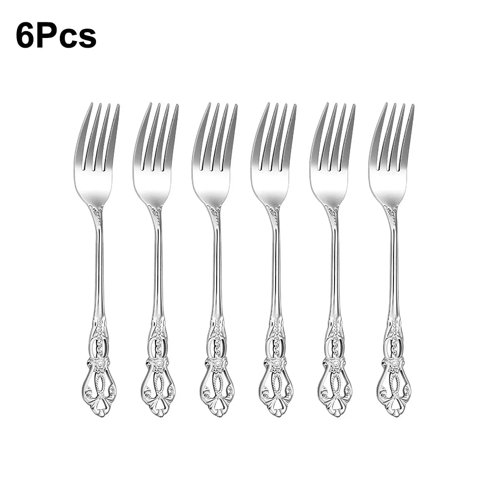6/24/30 Pieces Sliver Cutlery Set Stainless Steel Tableware Western Luxury Dinner Set Mirror Elegant Knife Fork Spoon Flatware