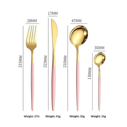 4 Piece Stainless Steel Flatware Set Knife Fork Spoon Teaspoon Western Cutlery for Home Dining Gift