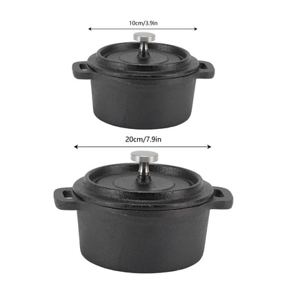 Cast Iron Pot Dutch Oven with Lid Double Traditional Thickened Cooker with Handle for Slow Cooking Barbecue Pasta Kitchen Tool