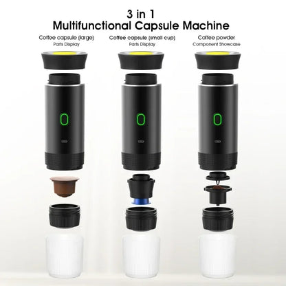 Coffee Machine Wireless Electric Coffee Machine Portable Espresso Coffee Machine Maker 3-in-1 Capsule Powder Travel Coffee Maker