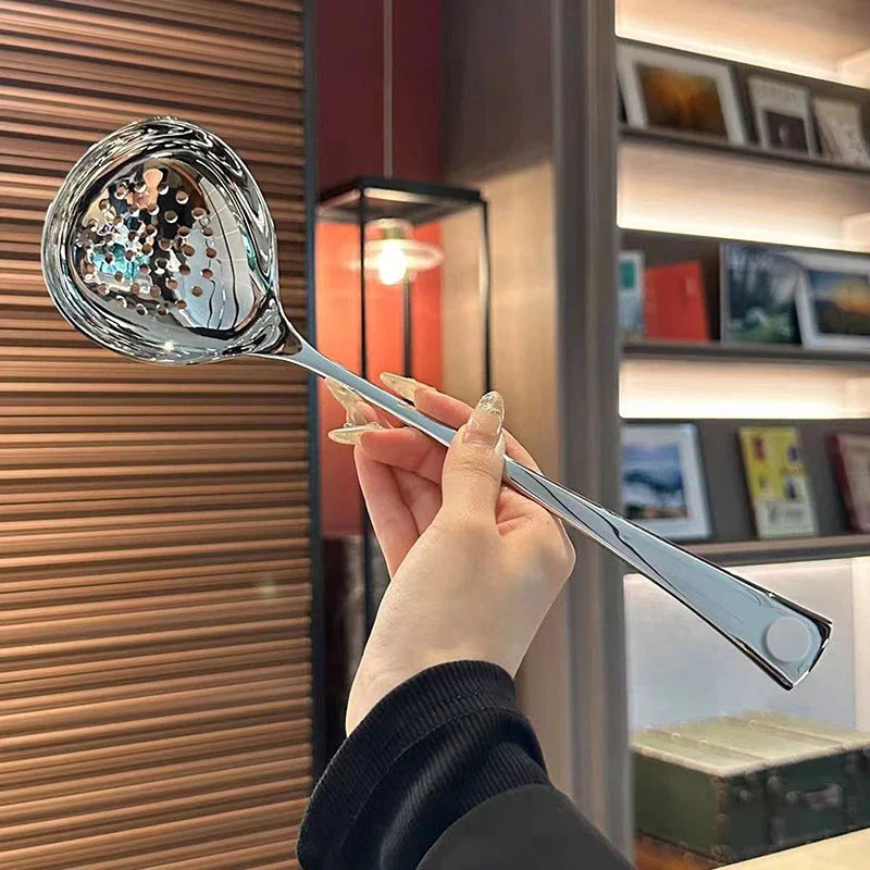 Stainless Steel Soup Ladle Creative Long Handle Soup Spoon Cutlery Hotel Hot Pot Spoon Home Kitchen Cooking Essential Tools