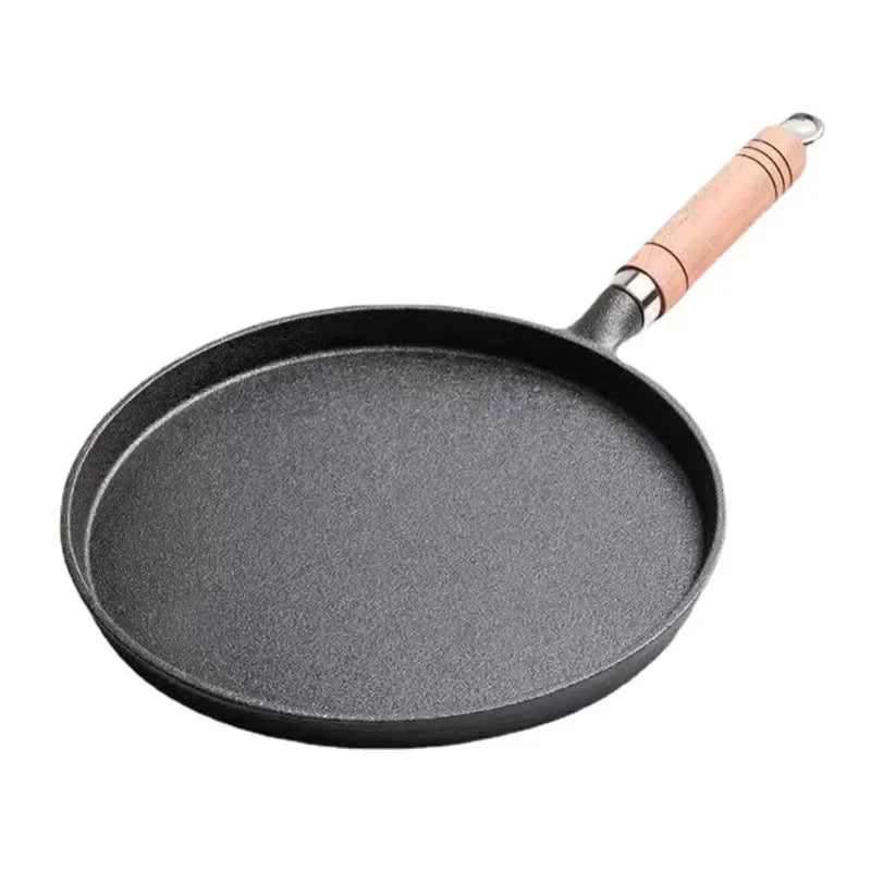 26cm Cast Iron Frying Pan Uncoated Non-stick Egg Pancake Pan Crepe Maker Steak Frying Pot Gas Induction Cooker Kitchen Cookware