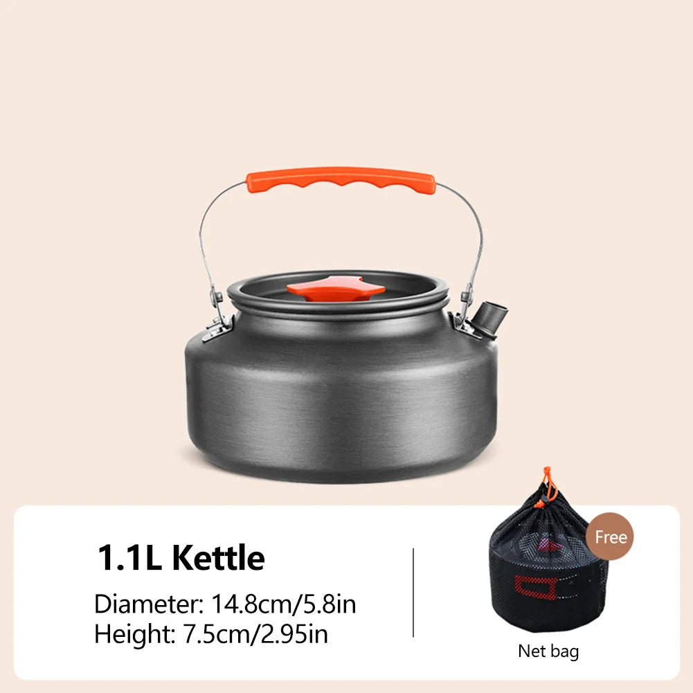 Camping Cookware Set Aluminum Portable Outdoor Tableware Cookset Cooking Kit Pan Bowl Kettle Pot Hiking BBQ Picnic Equipment