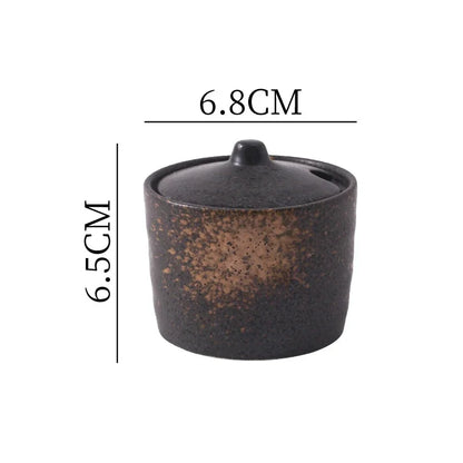 Vintage Ceramic Seasoning Jar Creative Salt Jar Sugar Jar Pepper Jars Spice Jars Seasoning Storage Container Home Seasoning Tool
