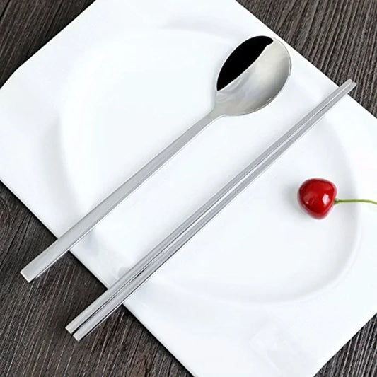 Korean Tableware Set High Quality Stainless Steel Dinner Set Colors Luxury Dinnerware Spoon Chopsticks Cutlery Small Tools