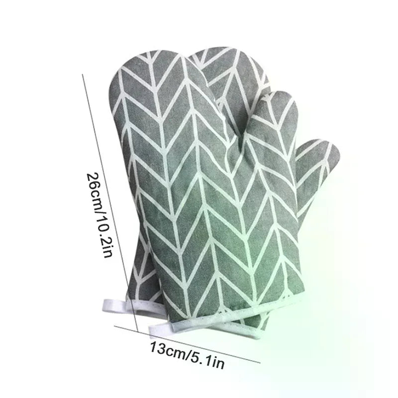 Oven Baking Gloves Oven Mitts Microwave Oven Gloves High-temperature Resistant Cotton Linen Gloves Kitchen Baking Tools Bakeware