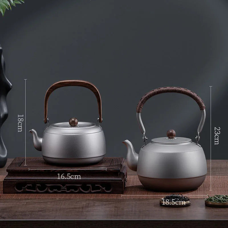 0.8/1/1.5L Pure Titanium Kettle With Anti-scalding Handle,Antibacterial And Anti-mold Cookware,Home/Outdoor Lightweight Teapot