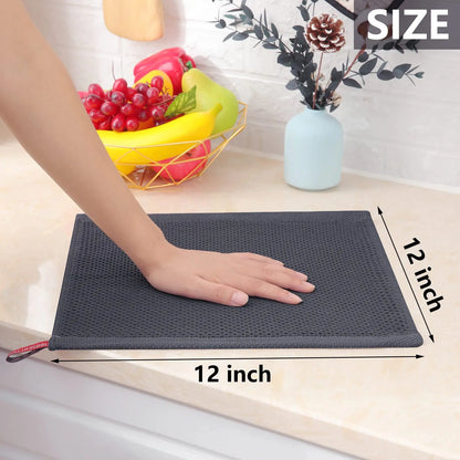 100% Cotton Waffle Weave Kitchen Dish Cloths, Ultra Soft Absorbent Quick Drying Dish Towels, 12x12 Inches, 6-Pack
