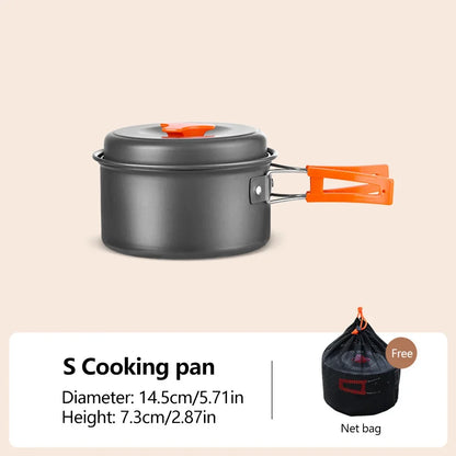 Camping Cookware Set Aluminum Portable Outdoor Tableware Cookset Cooking Kit Pan Bowl Kettle Pot Hiking BBQ Picnic Equipment