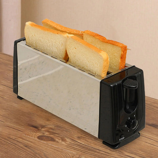 Bread Toaster 4 Slices European Standard Plug Compact Breakfast Maker Machine for Baking Cooking Bagels Snacks Specialty Breads