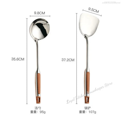 Long Handle Stainless Steel Wok Spatula Kitchen Slotted Turner Rice Spoon Ladle Cooking Tools Utensil Set Dropshipping utensilio