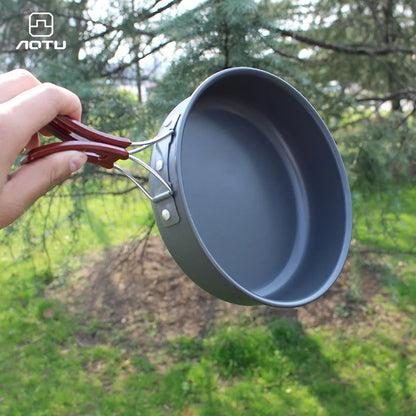 Camping Fry Pan Alloy Ultralight Cooking Pan 18cm 20cm Folding Handle