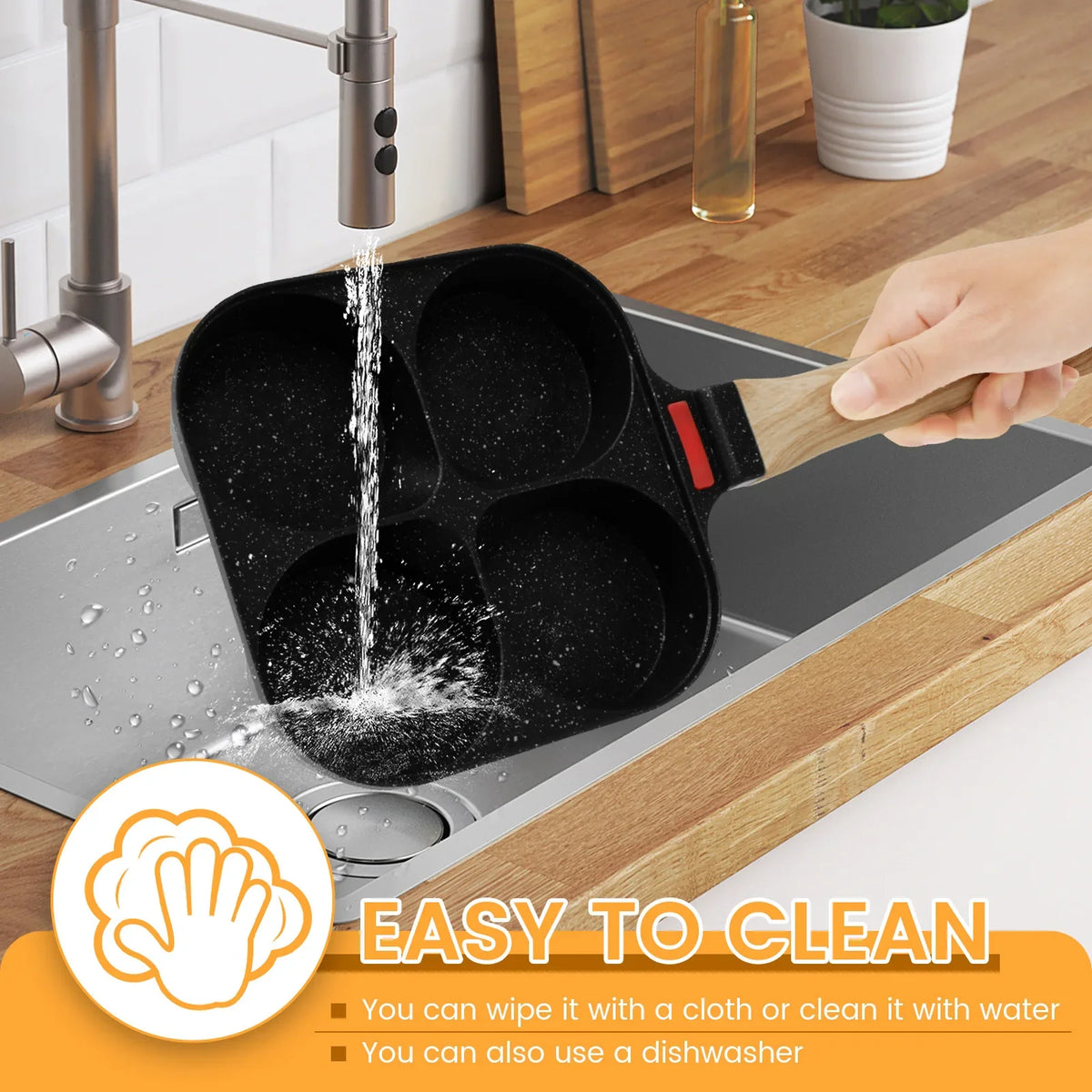 Egg Frying Pan Nonstick Pancake Pans 4-Cups Cookware Pancake Pan Egg Pan Suitable for Gas Stove Induction Cooker Breakfast Maker