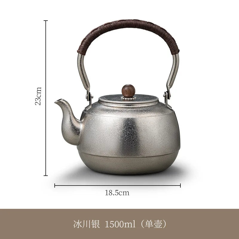 0.8/1/1.5L Pure Titanium Kettle With Anti-scalding Handle,Antibacterial And Anti-mold Cookware,Home/Outdoor Lightweight Teapot