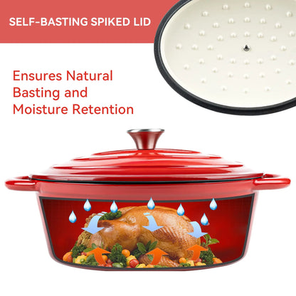 33cm Enameled Cast Iron Oval Dutch Oven for Braising Broiling Bread Baking 4L Saucepan Kitchen Utensil Cast Iron Casserole Dish