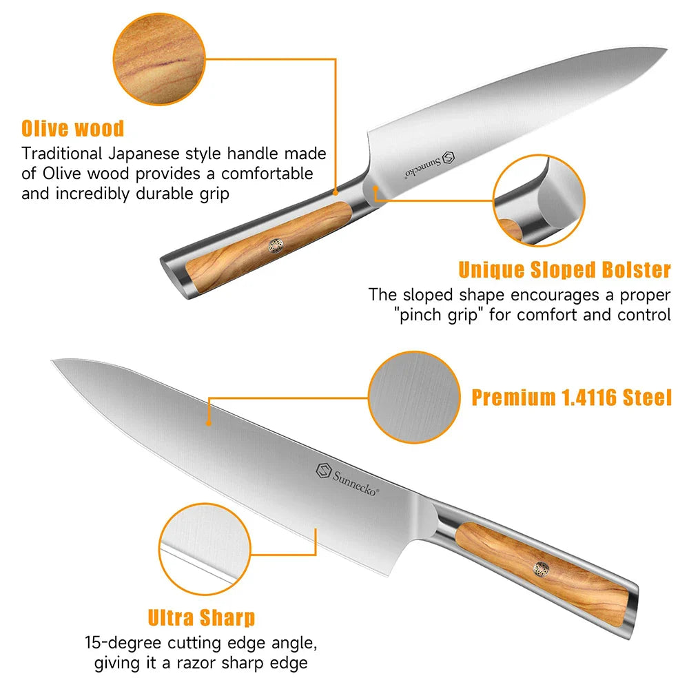 Block Knives Set 6PCS for Kitchen High Carbon Stainless Steel Chef's Cutting Knife Vegetable Fruit Meat Slicing Paring Knife