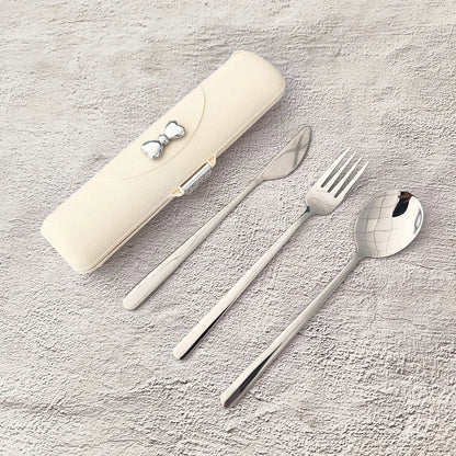 Stainless Steel Portable Tableware Set With Knife, Fork And Spoon Storage Case. Safe and Durable, Ideal For Travel and Picnics
