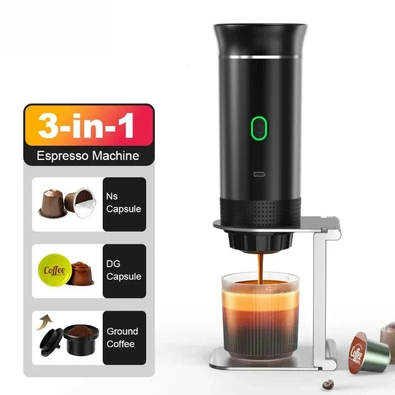 Coffee Machine Wireless Electric Coffee Machine Portable Espresso Coffee Machine Maker 3-in-1 Capsule Powder Travel Coffee Maker