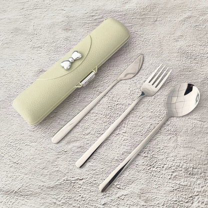 Stainless Steel Portable Tableware Set With Knife, Fork And Spoon Storage Case. Safe and Durable, Ideal For Travel and Picnics