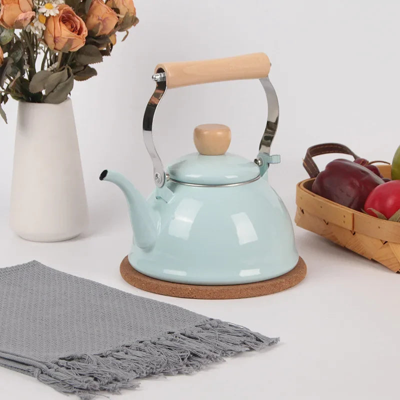 1.5L Enamel Teapot Kettle Boiling Kettle Household Kitchen Cookware Water Kettle