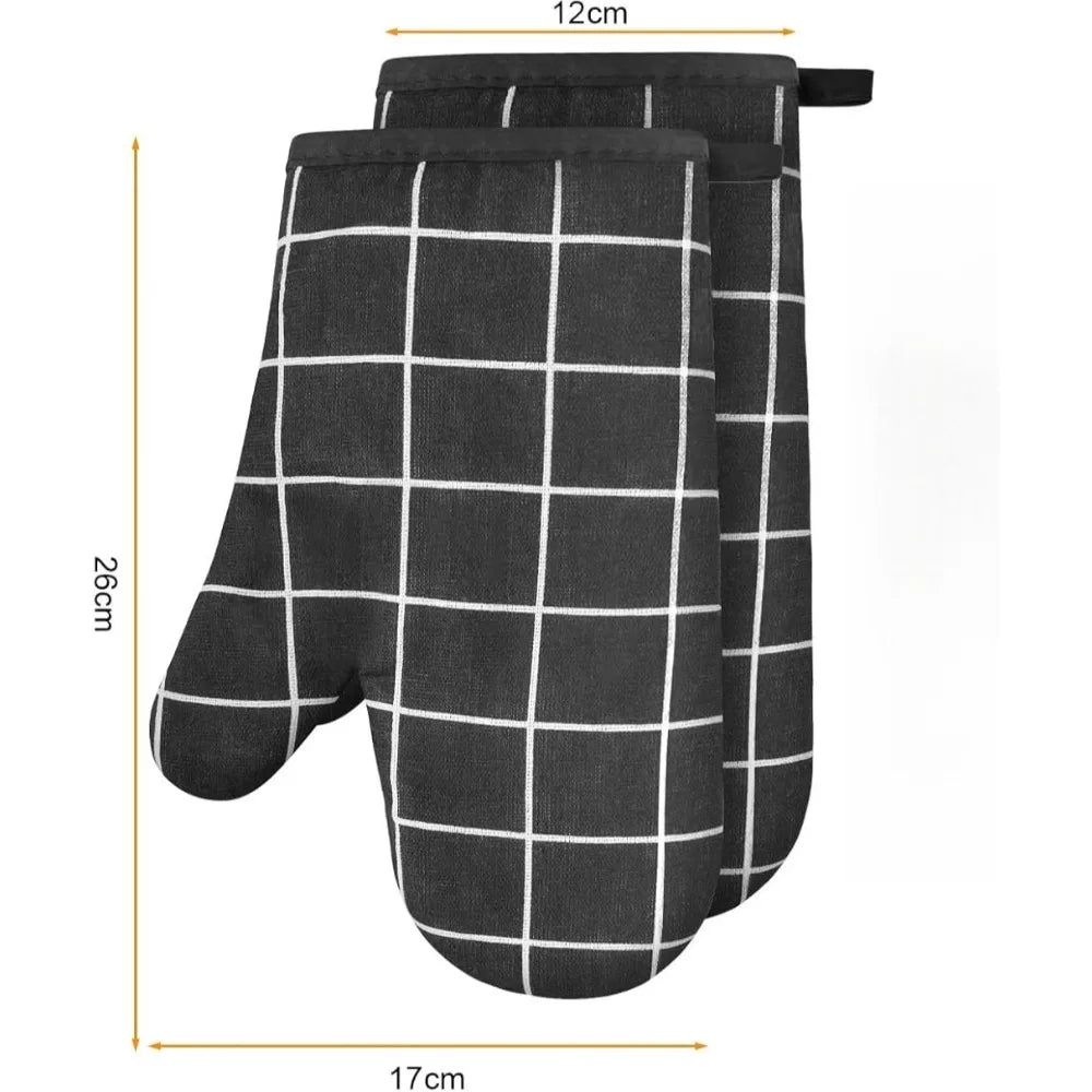 Oven Mitts Heat Resistant Cooking Gloves Thick Baking Mittens Grilling BBQ Gloves Non Slip Kitchen Microwave Oven Gloves