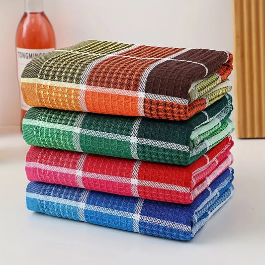 3-Pack, 38Cm*65Cm, Soft and Absorbent Kitchen Towels, with Colorful Checkered Pattern Dishcloths, Suitable for Drying Dishes and Household Use, Machine Washable, Stylish Dish Towels, Modern Design, High-Quality Weaving, Multi