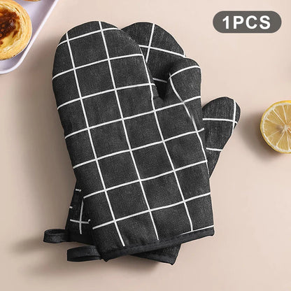 Oven Baking Gloves Oven Mitts Microwave Oven Gloves High-temperature Resistant Cotton Linen Gloves Kitchen Baking Tools Bakeware