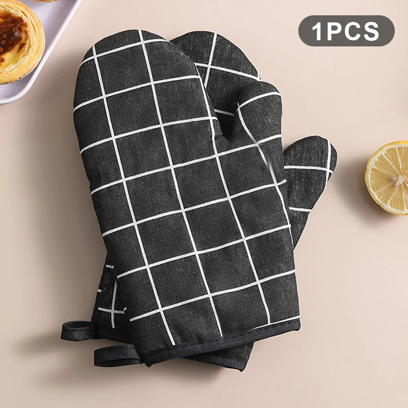 Oven Baking Gloves Oven Mitts Microwave Oven Gloves High-temperature Resistant Cotton Linen Gloves Kitchen Baking Tools Bakeware