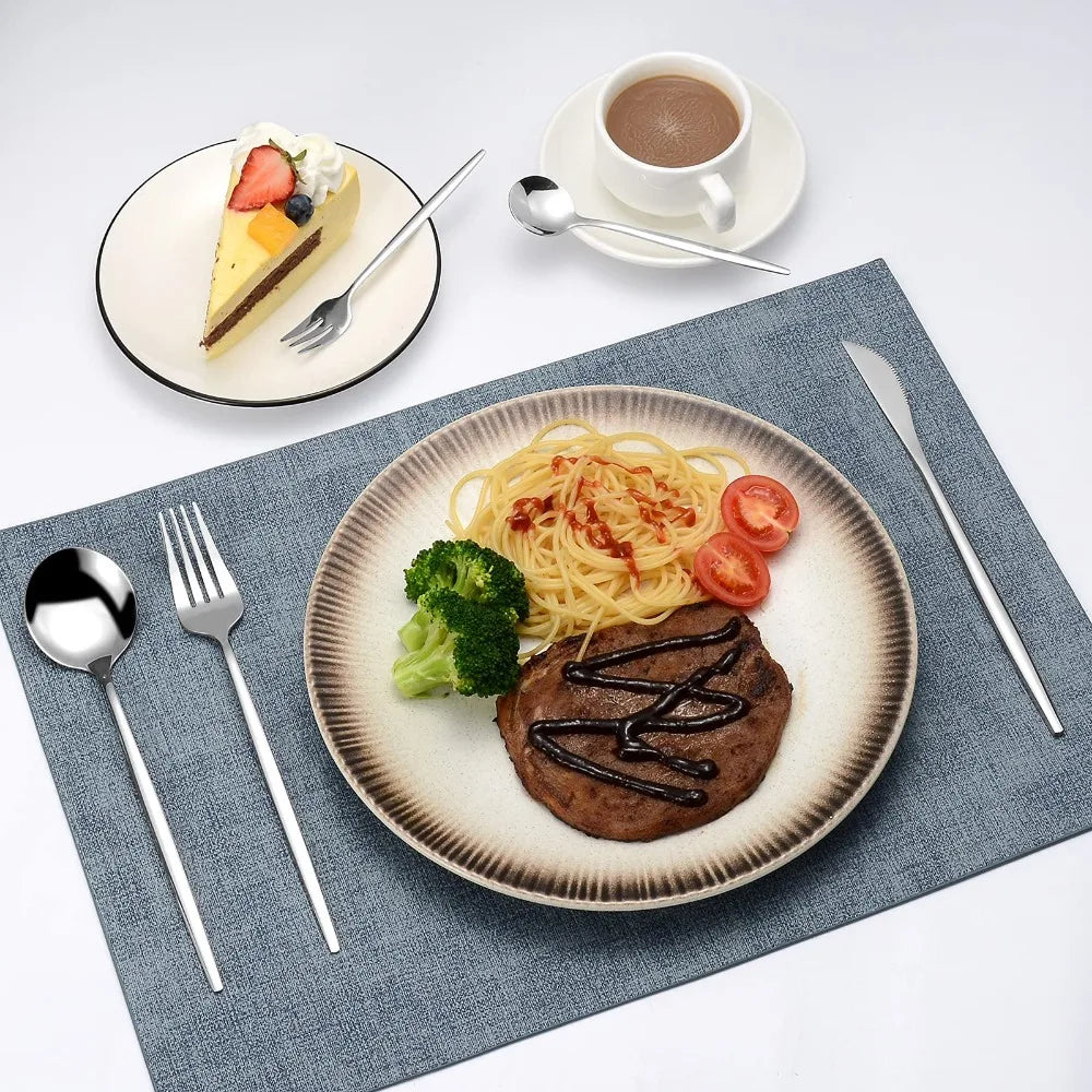 4pcs Gold Flatware Set Tableware Fine Dining Utensil Set Include Knives Forks and Spoons,Circular Fine Handle Kitchen Tools
