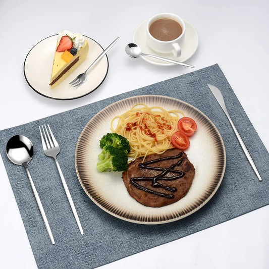 4pcs Gold Flatware Set Tableware Fine Dining Utensil Set Include Knives Forks and Spoons,Circular Fine Handle Kitchen Tools
