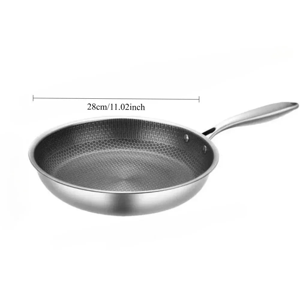 Stainless Steel Frying Pan Honeycomb Non Stick Frying Pan Durable Kitchen Pans Easy to Clean Suitable for Fried Egg Steak