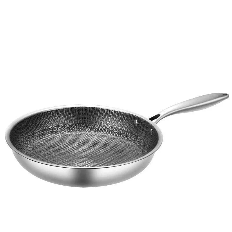 Stainless Steel Frying Pan Honeycomb Non Stick Frying Pan Durable Kitchen Pans Easy to Clean Suitable for Fried Egg Steak