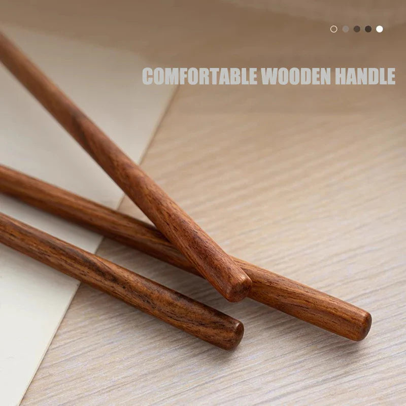 3-Piece Flatware Set with Wooden Handle, 304 Stainless Steel Cutlery Set, Mirror Polished Knife Fork Spoon