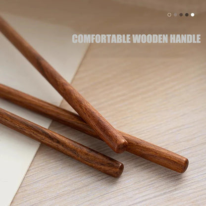 3-Piece Flatware Set with Wooden Handle, 304 Stainless Steel Cutlery Set, Mirror Polished Knife Fork Spoon