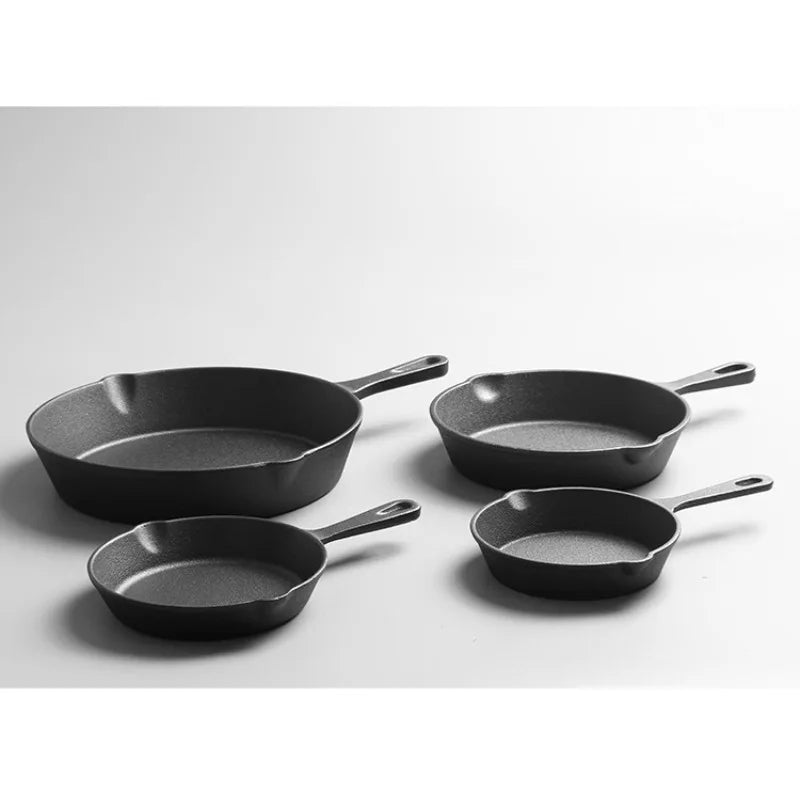 Cast Iron Pan Uncoated Frying Pan Small Frying Egg Pan Household Pan Kitchenware Set Oil Splashing Pan Cast Iron Cookware Frying