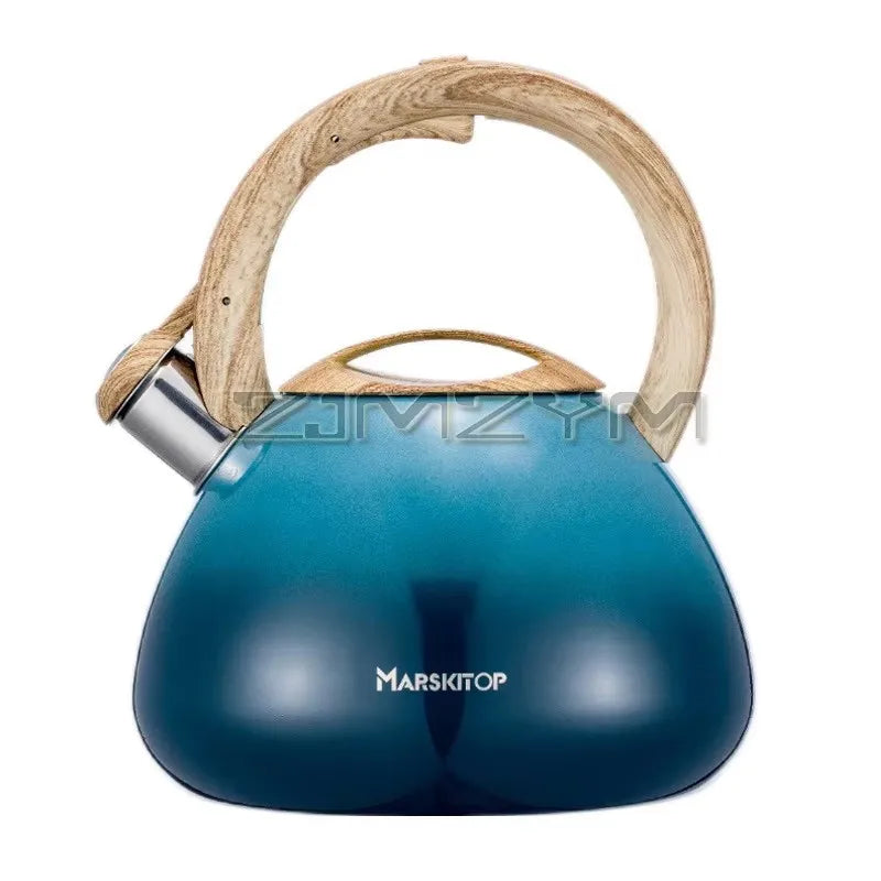 2.5L Sound Kettle Stovetop Stainless Steel Boiling Water Kettle With Loud Whistle Wooden Handle Gas Induction Cooker Tea Kettle