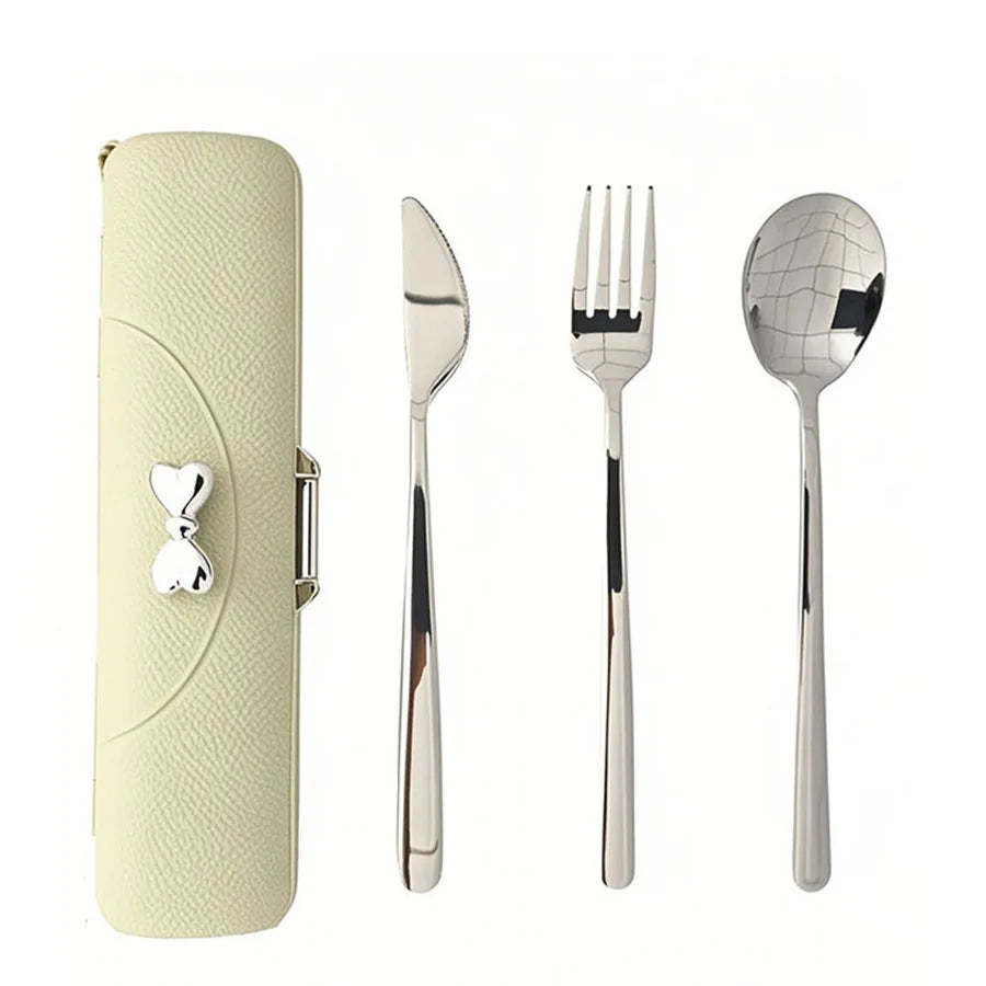 Stainless Steel Portable Tableware Set With Knife, Fork And Spoon Storage Case. Safe and Durable, Ideal For Travel and Picnics