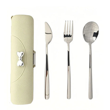 Stainless Steel Portable Tableware Set With Knife, Fork And Spoon Storage Case. Safe and Durable, Ideal For Travel and Picnics