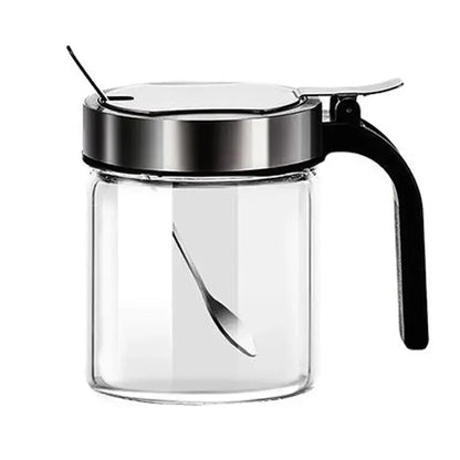 300ml Glass Seasoning Jar Stainless Steel Lid With Spoon Condiment Bottle Salt Shaker Kitchen Supplies Storage Set Spice Boxes Y