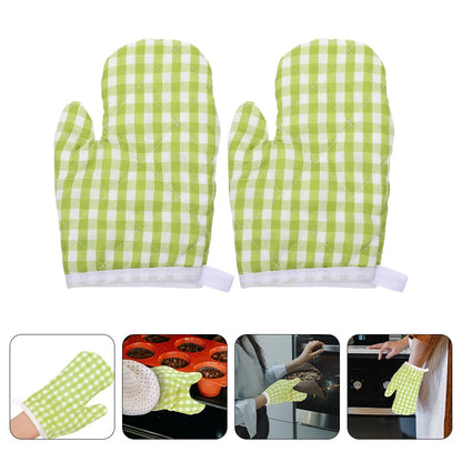 2 Pcs Oven Mitts Heat Resistant Kitchen Gloves Hand Polyester Baking Supplies Cooking Accessories Microwave Mitts