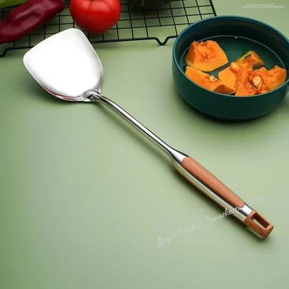 Long Handle Stainless Steel Wok Spatula Kitchen Slotted Turner Rice Spoon Ladle Cooking Tools Utensil Set Dropshipping utensilio