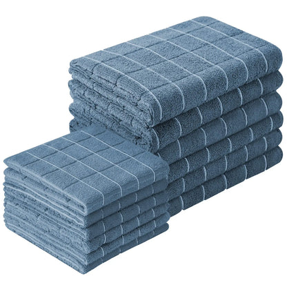 12pcs Microfiber Kitchen Towels and Dishcloths Set, 26 X 18 Inch and 12 X 12 Inch, Bulk Lint Free Dish Towels for Drying Dishes
