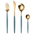 Stainless Steel Cutlery Set, 4pcs Fork, Spoon, Knife, Chopsticks, Dinnerware, Tea Spoon, Flatware Set, Silverware, Black Gold