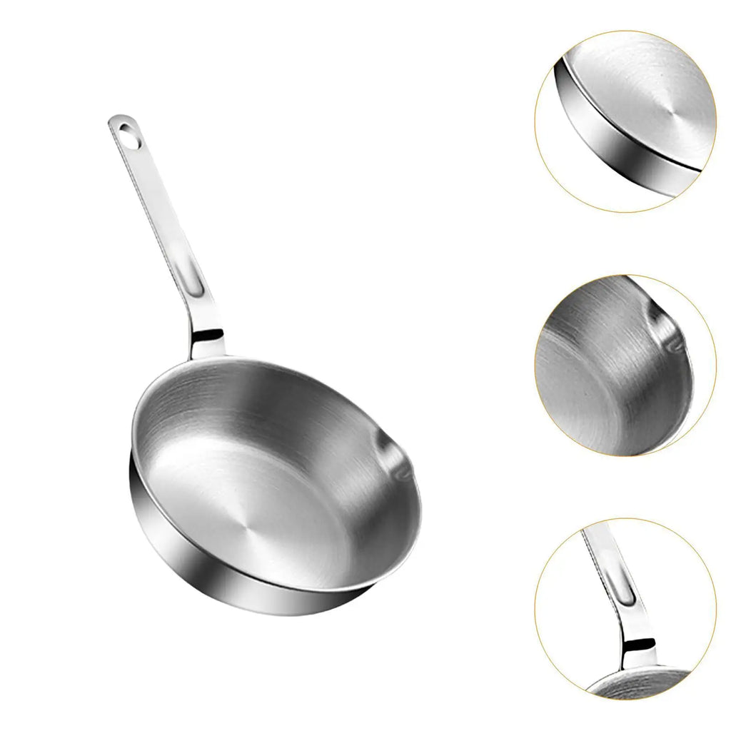 Stainless Steel Frying Pan with Long Handle Cooking Eggs Sandwich Fried Steak Pot for All Stovetops Gas Home Stoves Kitchen